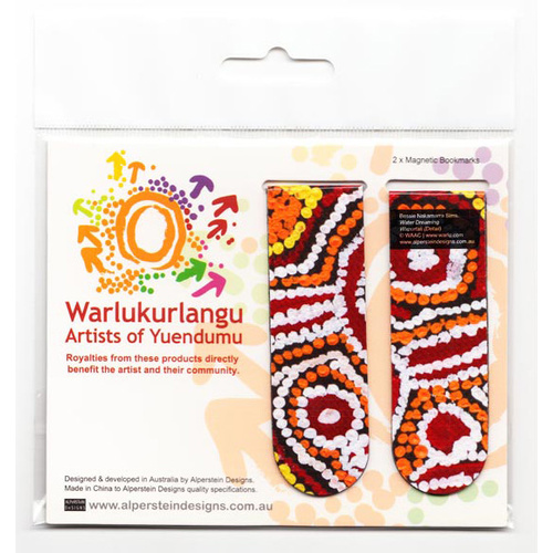 Warlukurlangu Aboriginal Art Magnetic Bookmark Set (2) - Water Dreaming