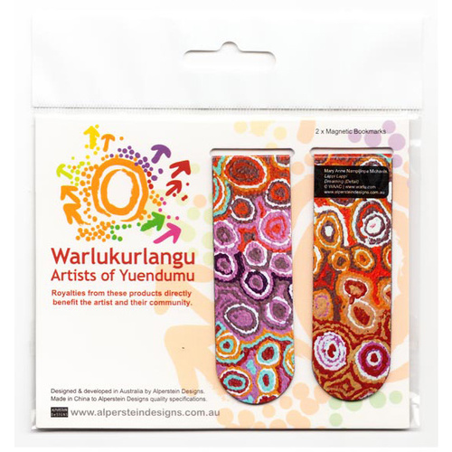 Warlukurlangu Aboriginal Art Magnetic Bookmark Set (2) - Fire Dreaming