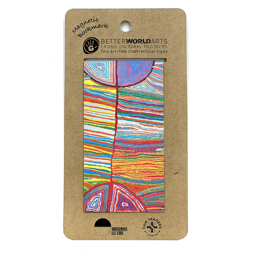 Better World Aboriginal Art Cardboard Magnetic Bookmark -Snake Vine Dreaming