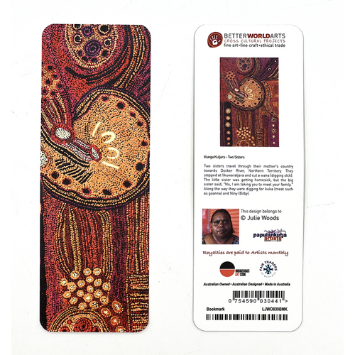 Better World Aboriginal Art Paper Bookmark - Kunga Kutjara (Two Sisters)