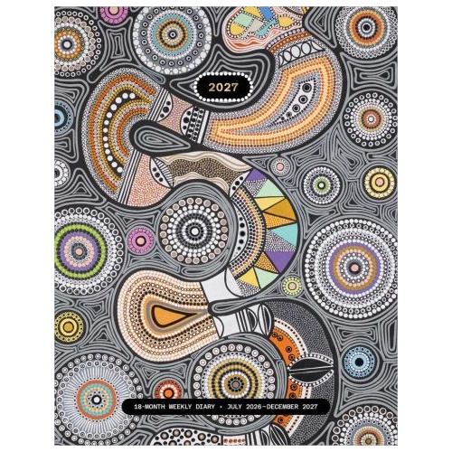Aboriginal Art (Soft Cover) 18 Month Weekly Diary (2026-2027) - Path of the Rainbow Serpent