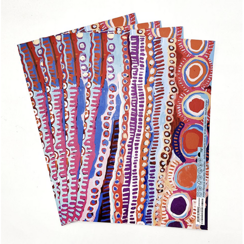 Aboriginal design Folded Wrapping Paper Single Sheet (Gloss Finish) - Dogwood Tree Dreaming