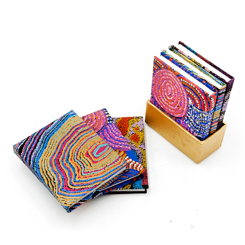 Handmade Aboriginal Art Paper Set (3) Mini Blank Journals - Set # 3