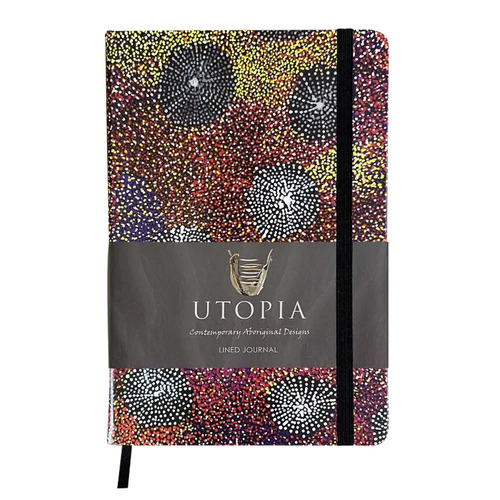 Utopia Aboriginal Art PU Leather A5 Ruled Journal - Wild Orange