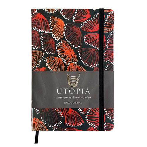 Utopia Aboriginal Art PU Leather A5 Ruled Journal - Gum Blossums
