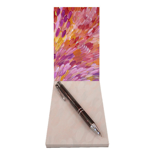 Utopia Aboriginal Art Small Notepad - Leaves (Pink 2)