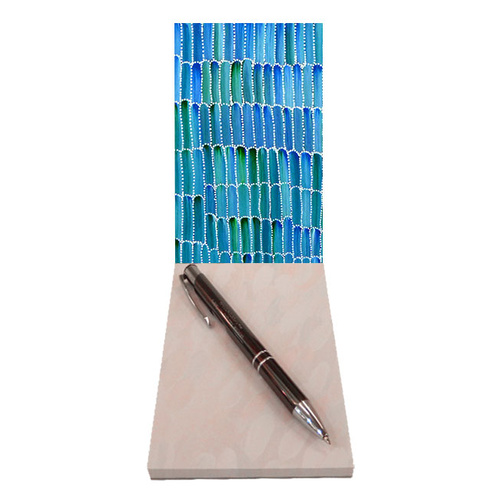 Utopia Aboriginal Art Small Notepad - Desert Yam (Blue)