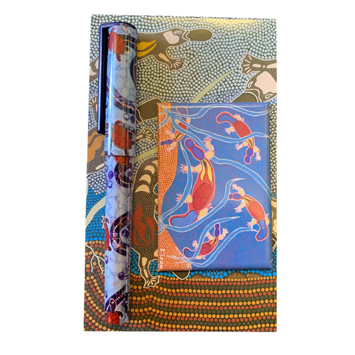 Tobwabba Aboriginal Art 3pce Notepad Giftset - Platypus