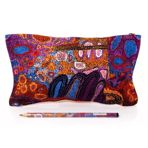 Better World Aboriginal Art Cotton Canvas/Mesh 1 Zip Pencil Case - Seven Sisters