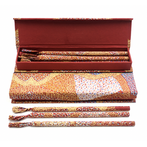 Handmade Paper Aboriginal Art Pencils (Set 10) Funky Box - Salt Lake