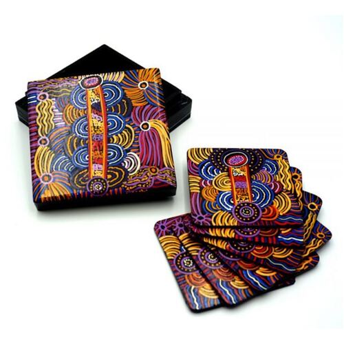 Better World Aboriginal Art - Boxed Coaster Set (6) - Mulga Country