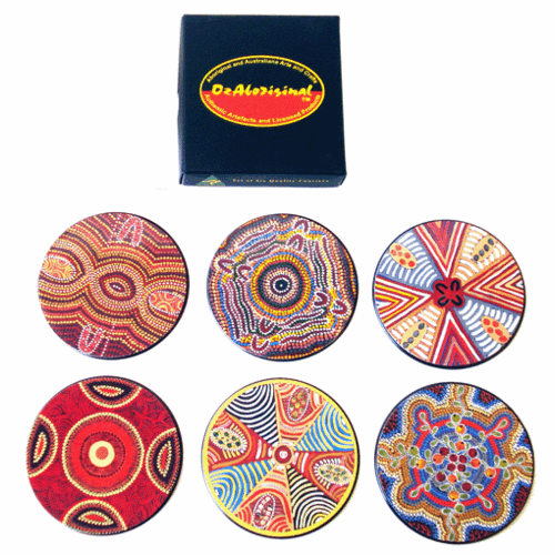 Jukurrpa Aboriginal Art Round Boxed Coaster Set (6)  - Various Designs