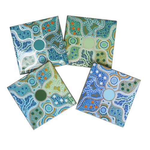 Nanda Coaster Set of 4 Boxed 9.5 X 9.5cm - Spring in the Murchison