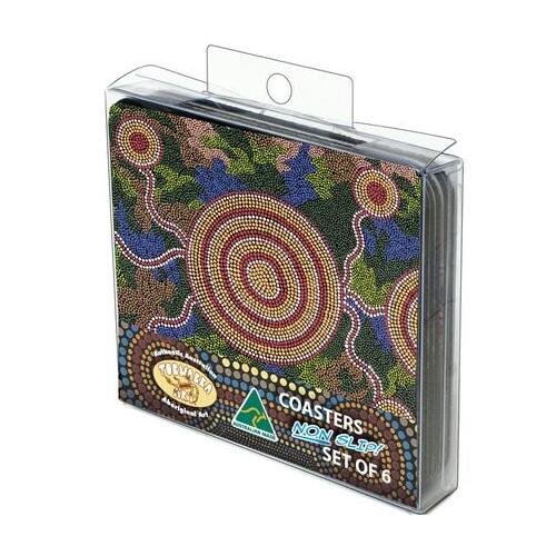 Tobwabba Aboriginal Art Neoprene Coaster Set (6) - Campsite