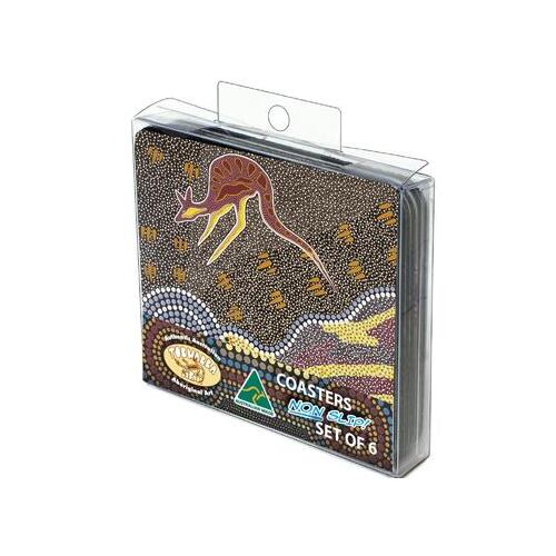 Tobwabba Aboriginal Art Neoprene Coaster Set (6) - Journey of the Coastal Kooris