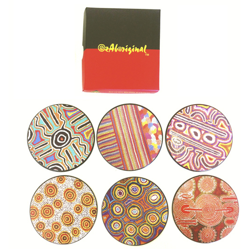 Warlukurlangu Aboriginal Art Round Boxed Coaster Set (6)  - Various Designs