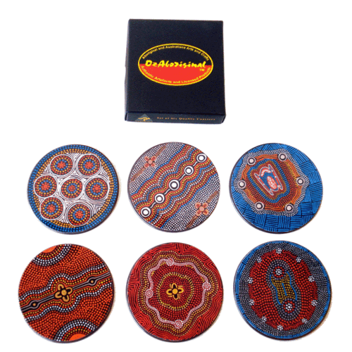Whitton Aboriginal Art Round Boxed Coaster Set (6)  - Various Designs