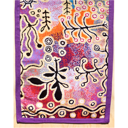 Better World Aboriginal Art Cotton Tablerunner (150cm x 45cm) - Yam & Bush Tomato Dreaming