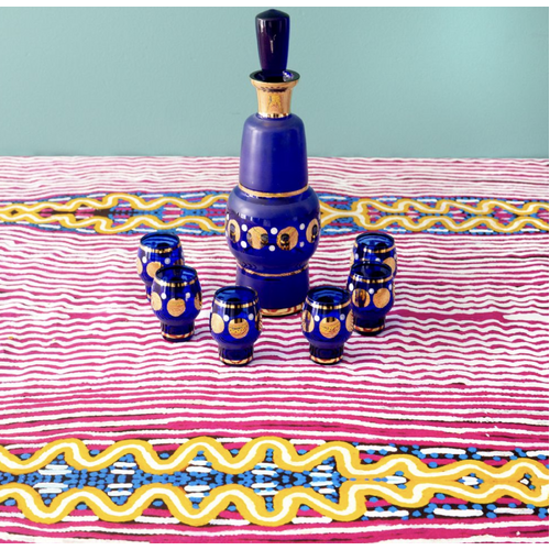 Better World Aboriginal Arts Luxe Organic Cotton-Satin Tablecloth (150cm x 230cm) - Kuntjanu