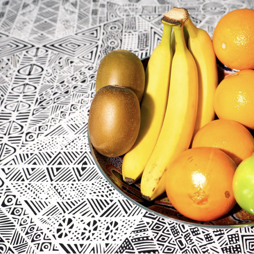 Better World Aboriginal Arts Luxe Organic Cotton-Satin Tablecloth (150cm x 230cm) - Jilamara