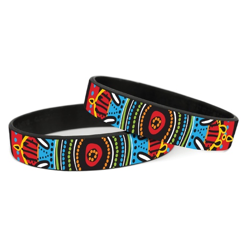 OUR WAYS - Dezigna Aboriginal Art Silicone SINGLE  Wristband