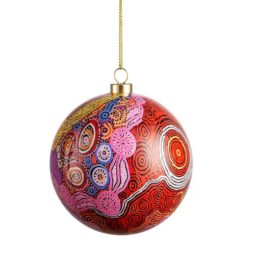Waterhole Dreaming GIFBOXED Xmas Bauble  (8cm) - KOH Living Aboriginal Art