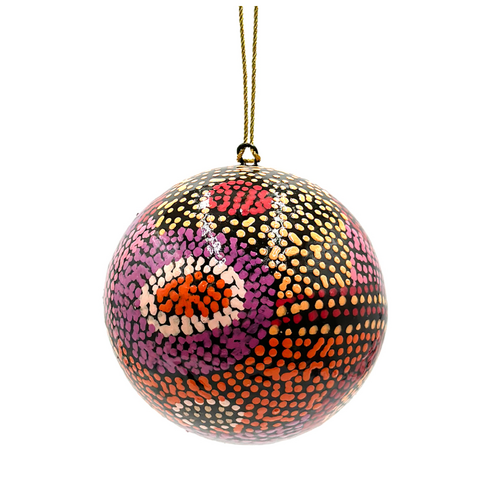 Better World Aboriginal Art Lacquered Xmas Ball Decoration 902- Seven Sisters