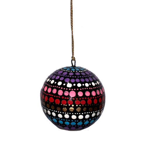 Better World Aboriginal Art Lacquered Xmas Ball Decoration by Olivia Wilson