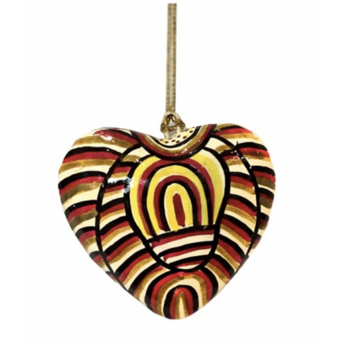 Better World Aboriginal Art Lacquered Decorative Heart (Large) - Seven Sisters 