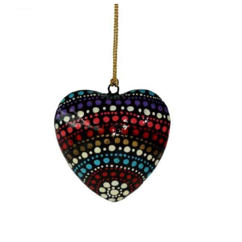 Better World Aboriginal Art Heart Xmas Decorations (Large) - Waterhole