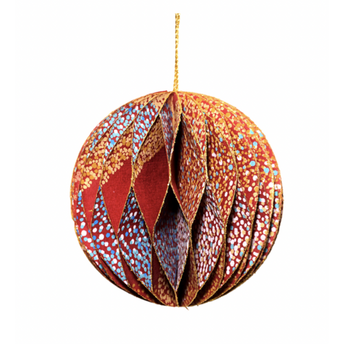 Better World Aboriginal Art Handmade Cotton Paper Honeycomb Xmas Ball - Salt Lake