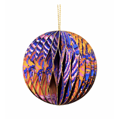 Better World Aboriginal Art Handmade Cotton Paper Honeycomb Xmas Ball - Mulga Country