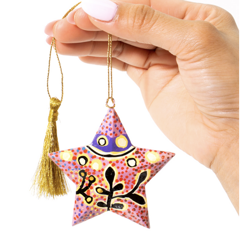 Yam and Bush Tomato Dreamings - Better World Aboriginal Art 3D Lacquered Star