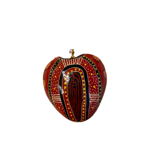 Keringke Aboriginal Art design Paper Mache Xmas Decoration - Large Heart - My Home Country