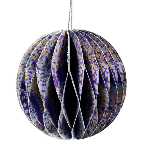 Better World Aboriginal Art Handmade Cotton Paper Glitter Honeycomb Xmas Ball - Milkyway