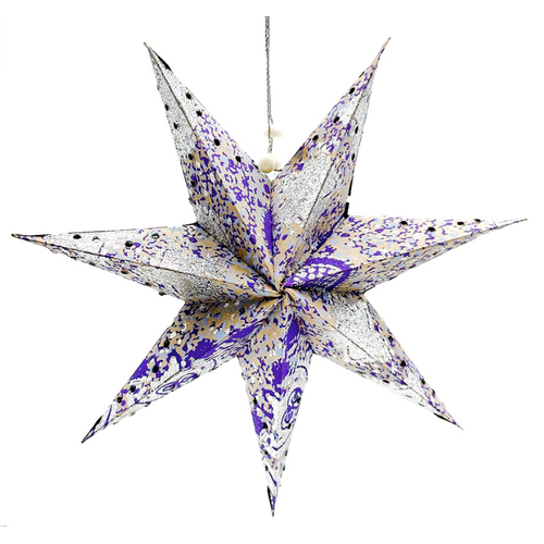 Better World Aboriginal Art Xmas Glitter Handmade Paper Star - Milkyway