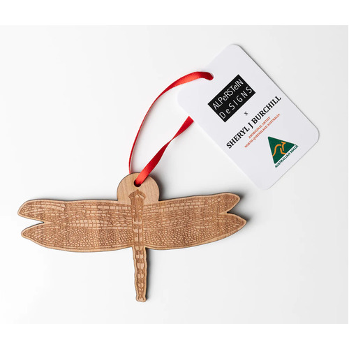 Sheryl J Burchill (Australia Made) Timber Hanging Xmas Decoration - Wurarr-wurarr (Dragonfly)