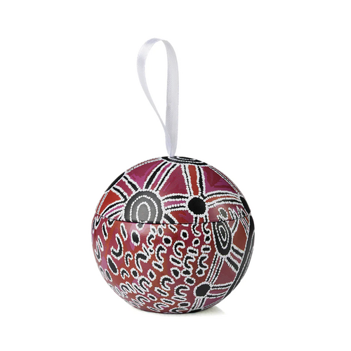 Warlukurlangu Aboriginal Art  Xmas Bauble Tin - Ngapa Jukurrpa - Puyurru