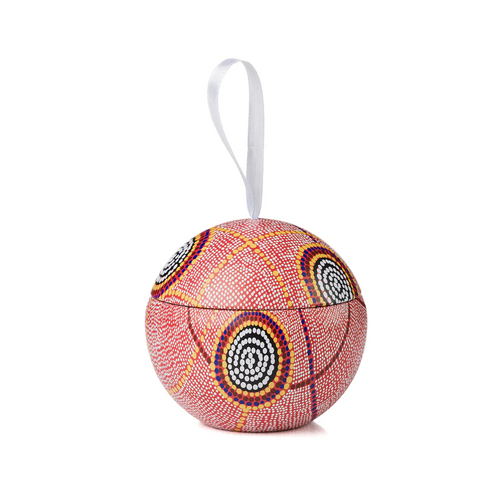 Warlukurlangu Aboriginal Art  Xmas Bauble Tin - Yarla Jukurrpa - Cockatoo Creek