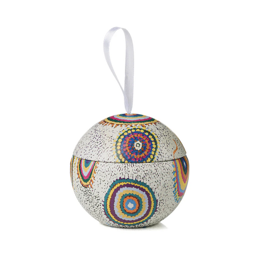 Warlukurlangu Aboriginal Art Xmas Bauble Tin - Watiya-warnu Jukurrpa
